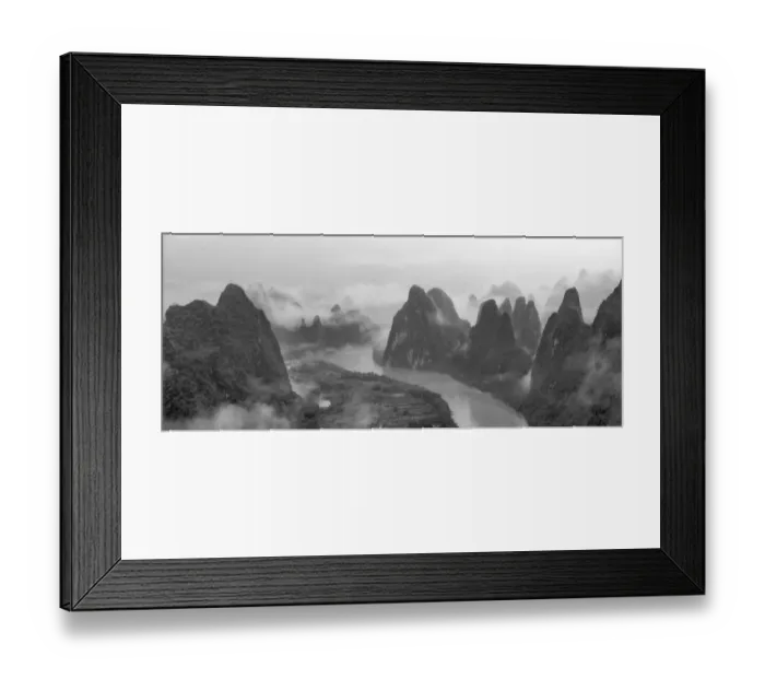 Framed Print : Li River and limestone hills in mist, Yangshuo, Guangxi, China Framed Print : Li River and limestone hills in mist, Yangshuo, Guangxi, China