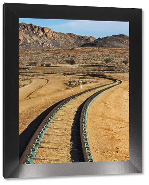 Railway tracks through southern Namib Desert, Karas Region, Namibia