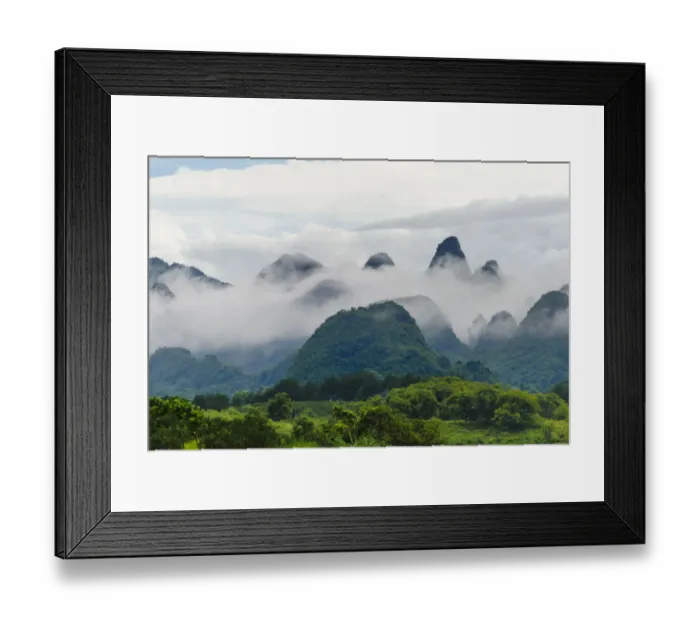 Framed Print : Limestone hills in mist, Xingping, Yangshuo, Guangxi, China Framed Print : Limestone hills in mist, Xingping, Yangshuo, Guangxi, China