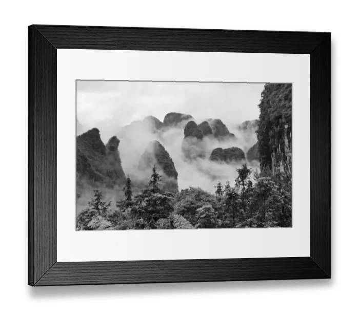 Framed Print : Limestone hills in mist, Yangshuo, Guangxi, China Framed Print : Limestone hills in mist, Yangshuo, Guangxi, China