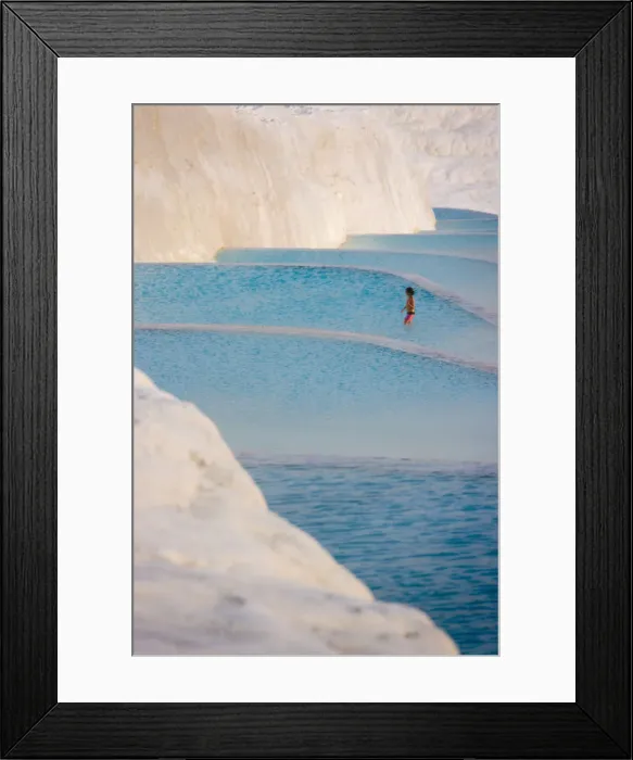 Framed Print : Young girl on travertine terraces of Pamukkale, Turkey Framed Print : Young girl on travertine terraces of Pamukkale, Turkey
