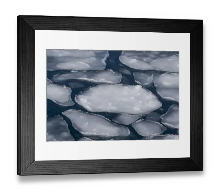 Framed Print : Pancake Ice along Shiretoko Peninsula. Winter in Northern Hokkaido, Japan