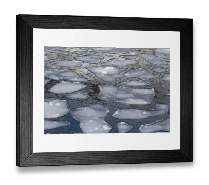 Framed Print : Pancake Ice along Shiretoko Peninsula. Winter in Northern Hokkaido, Japan