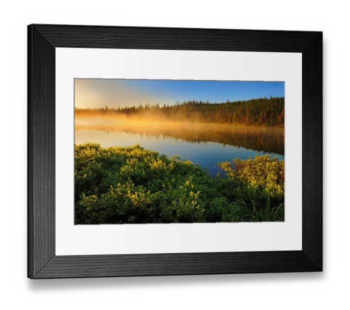 Framed Print : Canada, Quebec, Lac A Thompson. Sunrise mist on lake Framed Print : Canada, Quebec, Lac A Thompson. Sunrise mist on lake