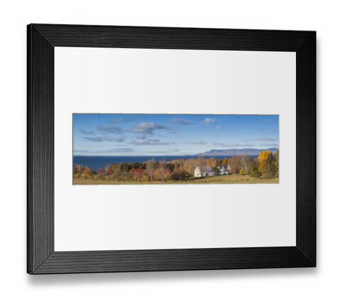 Framed Print : Canada, Quebec, Careys Hill. Elevated landscape with barn by the Baie des Chaleurs