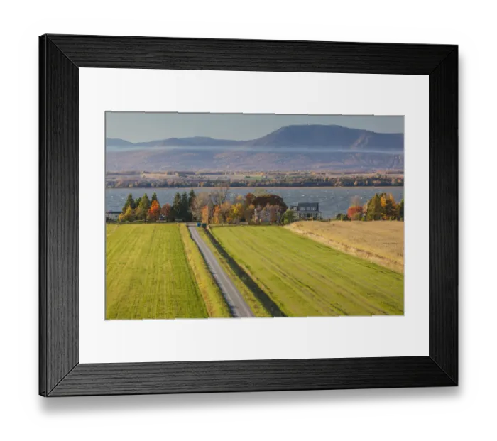 Framed Print : Canada, Quebec, Berthier-sur-Mer. Elevated landscape by St. Lawrence River Framed Print : Canada, Quebec, Berthier-sur-Mer. Elevated landscape by St. Lawrence River
