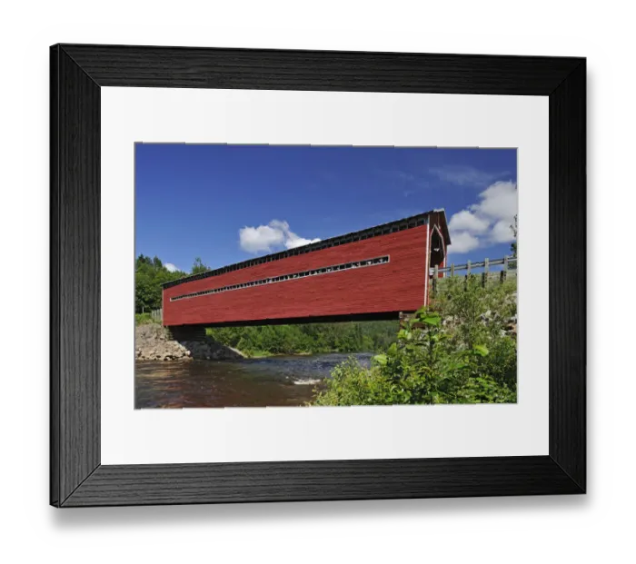 Framed Print : Canada, Quebec, Sacre-Coeur. Covered bridge on River Saint Marguerite. Credit as Framed Print : Canada, Quebec, Sacre-Coeur. Covered bridge on River Saint Marguerite. Credit as