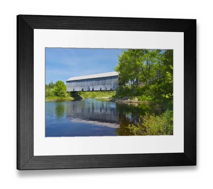 Framed Print : Canada, New Brunswick, St. Martins. Covered Bridge over stream Framed Print : Canada, New Brunswick, St. Martins. Covered Bridge over stream