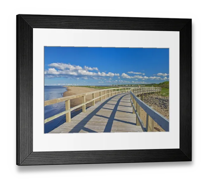 Framed Print : Canada, New Brunswick, Bouctouche. Boardwalk next to ocean