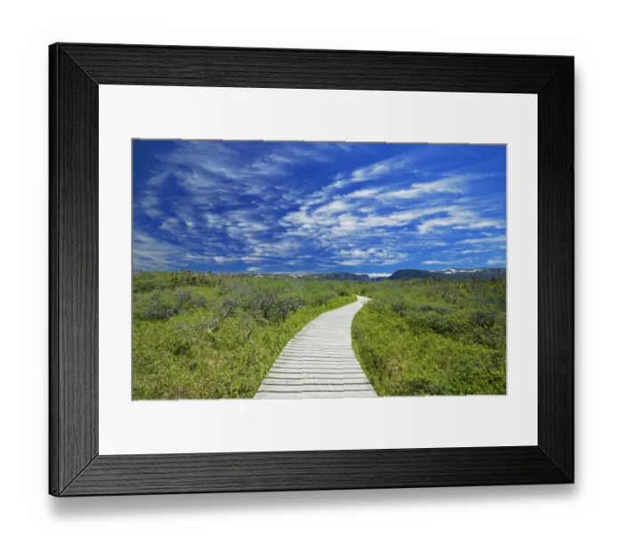 Framed Print : Canada, Newfoundland, Gros Morne National Park. Boardwalk at Western Brook Pond. Credit as Framed Print : Canada, Newfoundland, Gros Morne National Park. Boardwalk at Western Brook Pond. Credit as