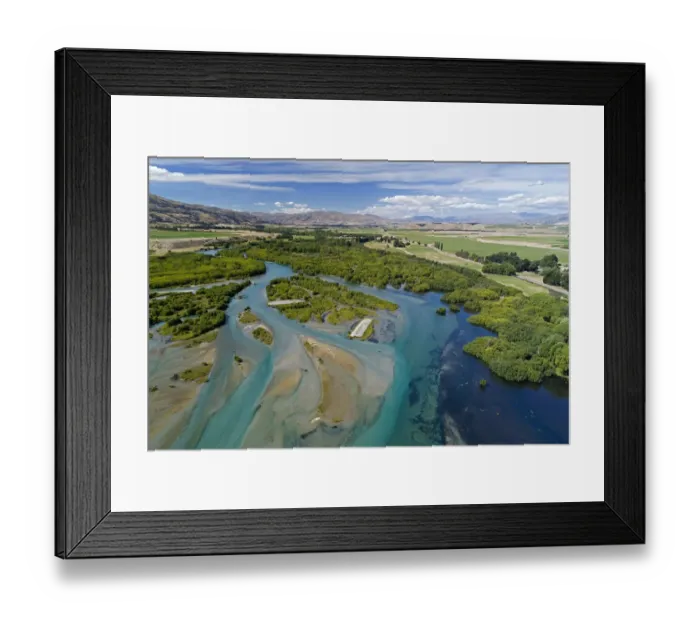 Framed Print : Clutha River entering Lake Dunstan, Central Otago, South Island, New Zealand Framed Print : Clutha River entering Lake Dunstan, Central Otago, South Island, New Zealand