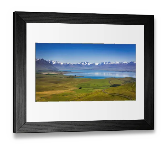 Framed Print : Lake Tekapo and the Southern Alps from the summit of Mt. John, Canterbury, South Island