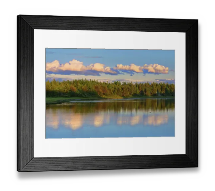 Framed Print : Canada, New Brunswick, Richibucto. Clouds reflected in an inlet at sunset. Credit as