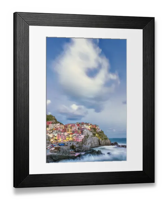Framed Print : Europe, Italy, Manarola. Cloud over coastal town Framed Print : Europe, Italy, Manarola. Cloud over coastal town