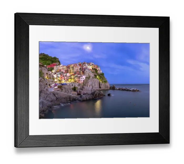Framed Print : Europe, Italy, Manarola. Sunset on town. Credit as: Jim Nilsen  /  Jaynes Gallery  /  DanitaDelimont