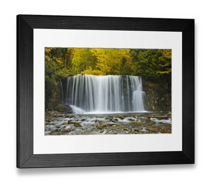 Framed Print : Canada, Ontario. Boyne River at Hoggs Falls in autumn