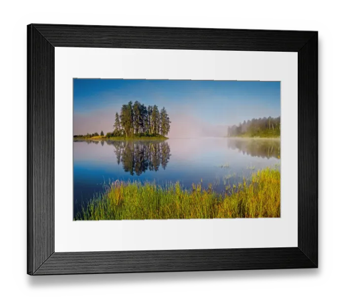 Framed Print : Canada, Ontario. Morning fog on Minnowan Lake Framed Print : Canada, Ontario. Morning fog on Minnowan Lake