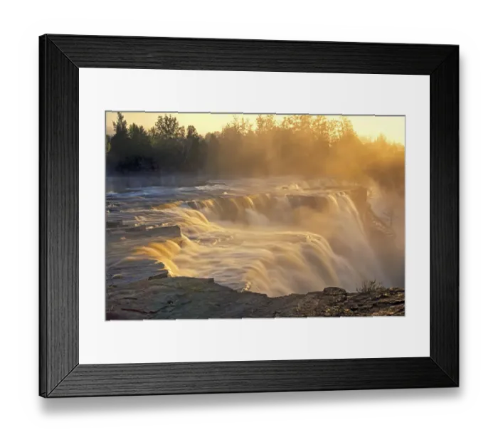 Framed Print : Canada, Ontario, Kakabeka. Kaministiquia River at Kakabeka Falls at sunset. Credit as Framed Print : Canada, Ontario, Kakabeka. Kaministiquia River at Kakabeka Falls at sunset. Credit as