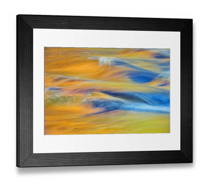Framed Print : Canada, Ontario, Rosseau. Maple trees reflected in stream at sunset
