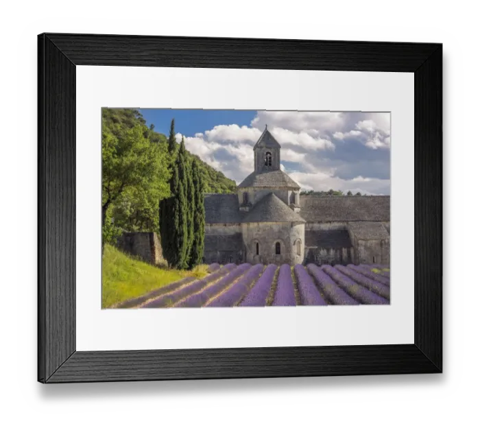 Framed Print : Europe, France, Provence. Lavender field and Senanque Abbey