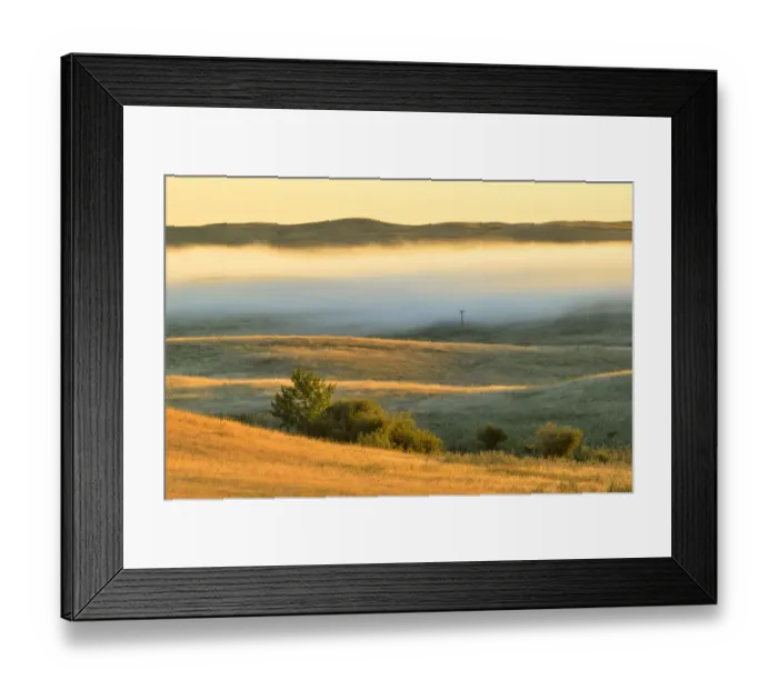 Framed Print : Canada, Saskatchewan, Beechy. Fog over prairie at sunrise Framed Print : Canada, Saskatchewan, Beechy. Fog over prairie at sunrise