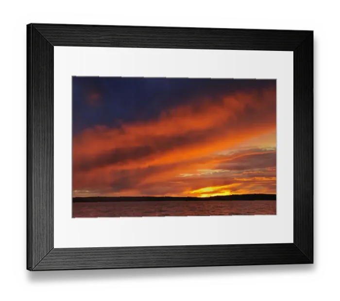 Framed Print : Canada, Saskatchewan, Prince Albert National Park. Storm on Waskesiu Lake at sunset