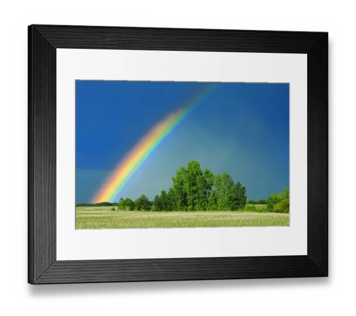 Framed Print : Canada, Saskatchewan, Wroxton. Rainbow over grassland