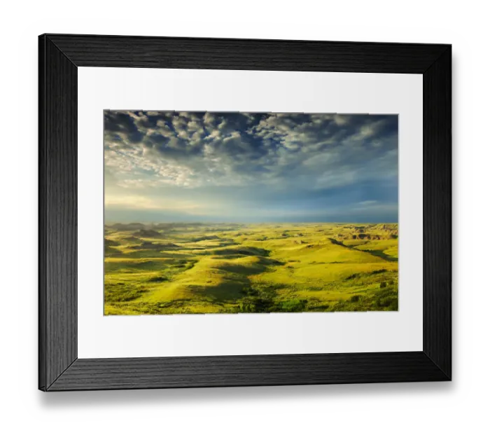 Framed Print : Canada, Saskatchewan, Grasslands National Park. Killdeer Badlands formations. Credit as