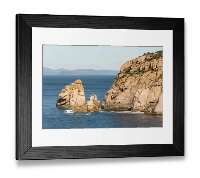 Framed Print : Australia, Tasmania. View from Haunted Bay on Maria Island toward Tasman National Park Framed Print : Australia, Tasmania. View from Haunted Bay on Maria Island toward Tasman National Park