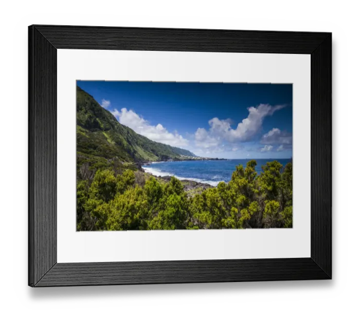 Framed Print : Portugal, Azores, Sao Jorge Island. Faja da Ribeira da Areia, coastal view Framed Print : Portugal, Azores, Sao Jorge Island. Faja da Ribeira da Areia, coastal view