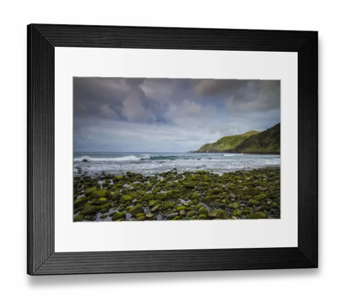 Framed Print : Portugal, Azores, Santa Maria Island, Praia. Praia Formosa beach