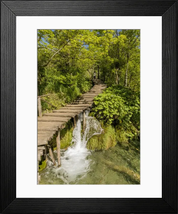 Framed Print : Croatia. Waterfall under walkway in Plitvice National Park Framed Print : Croatia. Waterfall under walkway in Plitvice National Park