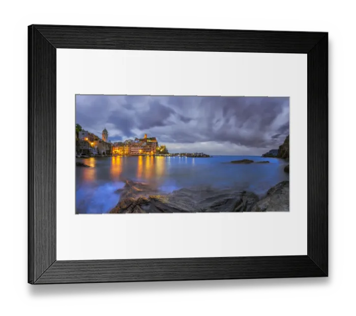 Framed Print : Europe, Italy, Vernazza. Sunset on town. Credit as: Jim Nilsen  /  Jaynes Gallery  /  DanitaDelimont