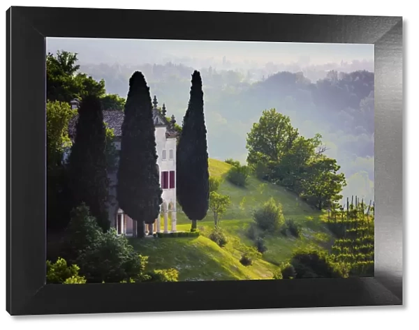 Italy, Veneto, Asolo. Country house and cypress trees