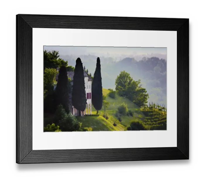 Framed Print : Italy, Veneto, Asolo. Country house and cypress trees Framed Print : Italy, Veneto, Asolo. Country house and cypress trees