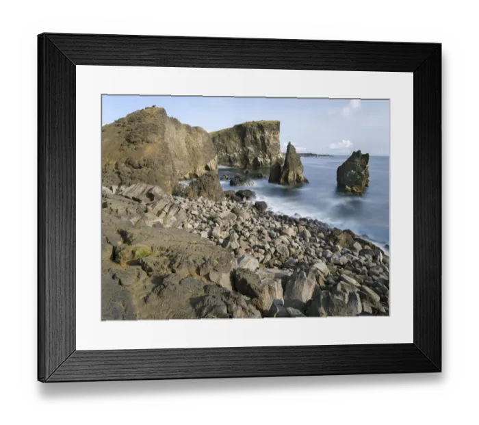 Framed Print : Coastal landscape at Reykjanesviti and Valahnukur on Reykjanes peninsula