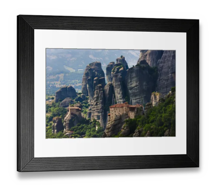 Framed Print : St. Nikolaos Anapafsas Monastery and Monastery of Roussanou, Meteora, Greece (UNESCO Framed Print : St. Nikolaos Anapafsas Monastery and Monastery of Roussanou, Meteora, Greece (UNESCO