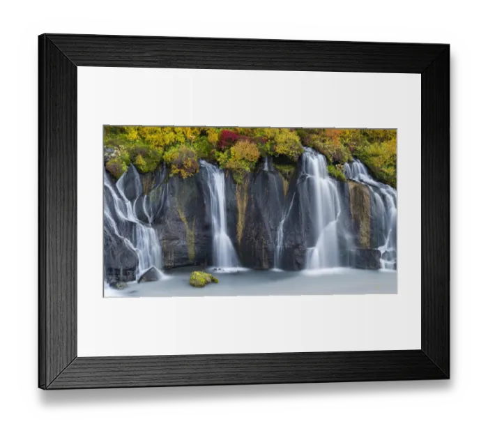 Framed Print : Waterfall Hraunfossar with colorful foliage during fall. Northern Iceland Framed Print : Waterfall Hraunfossar with colorful foliage during fall. Northern Iceland
