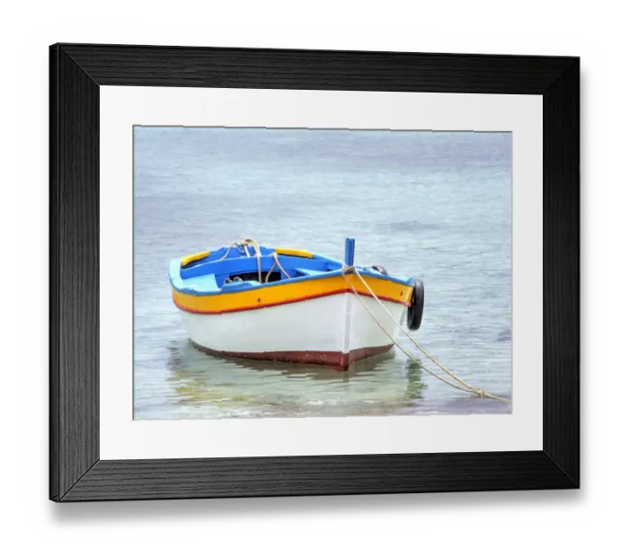 Framed Print : Wooden fishing boats in harbor