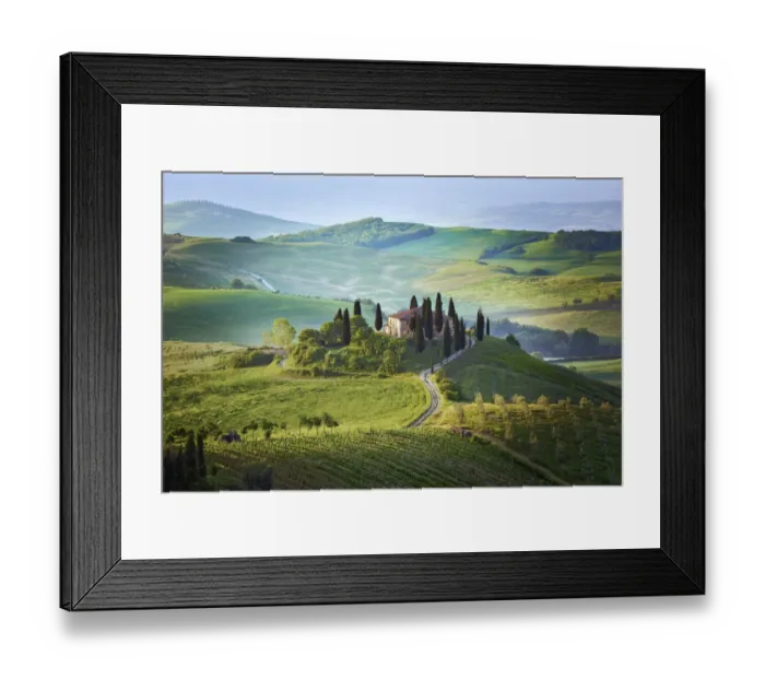 Framed Print : Italy, Tuscany, Val d Orcia. Landscape with Podere Belvedere house. Credit as Framed Print : Italy, Tuscany, Val d Orcia. Landscape with Podere Belvedere house. Credit as