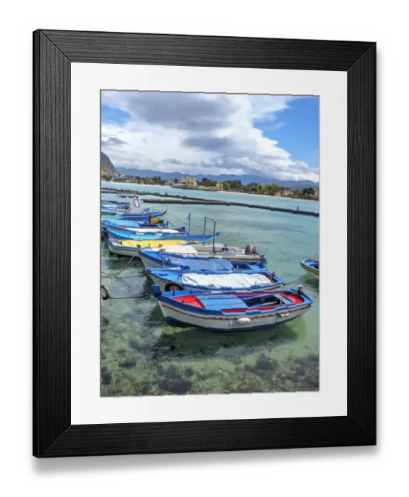 Framed Print : Wooden fishing boats in harbor Framed Print : Wooden fishing boats in harbor