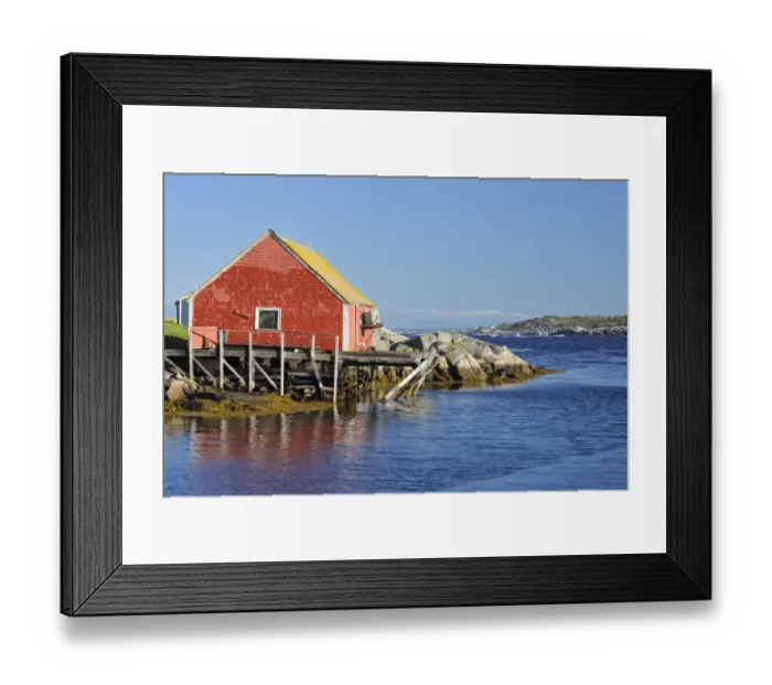 Framed Print : Canada, Nova Scotia, Peggys Cove. Fishing shack and harbor Framed Print : Canada, Nova Scotia, Peggys Cove. Fishing shack and harbor