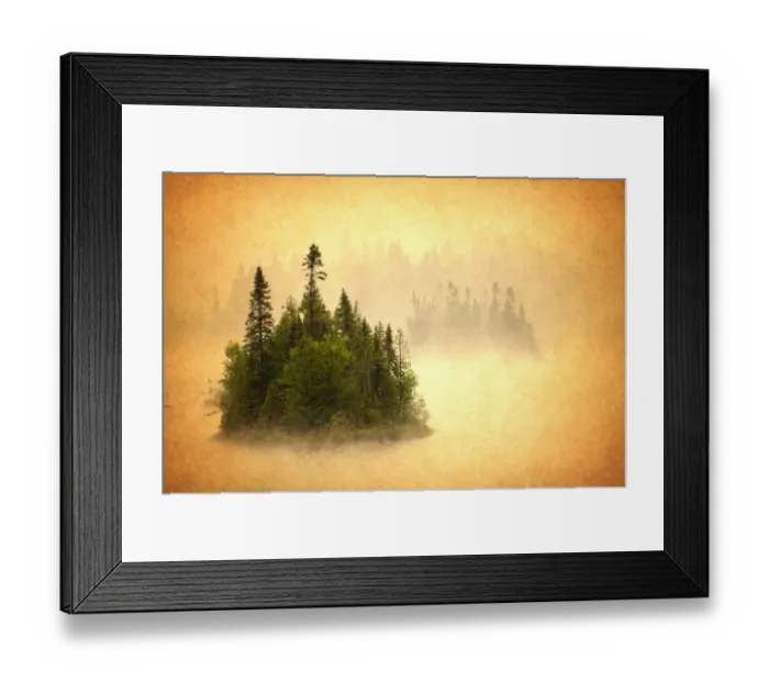 Framed Print : Canada. Abstract of islands in lake mist