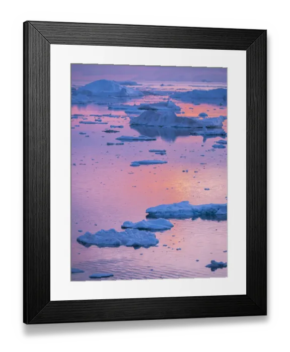 Framed Print : Ilulissat Icefjord also called kangia or Ilulissat Kangerlua, sunset over Disko Bay Framed Print : Ilulissat Icefjord also called kangia or Ilulissat Kangerlua, sunset over Disko Bay