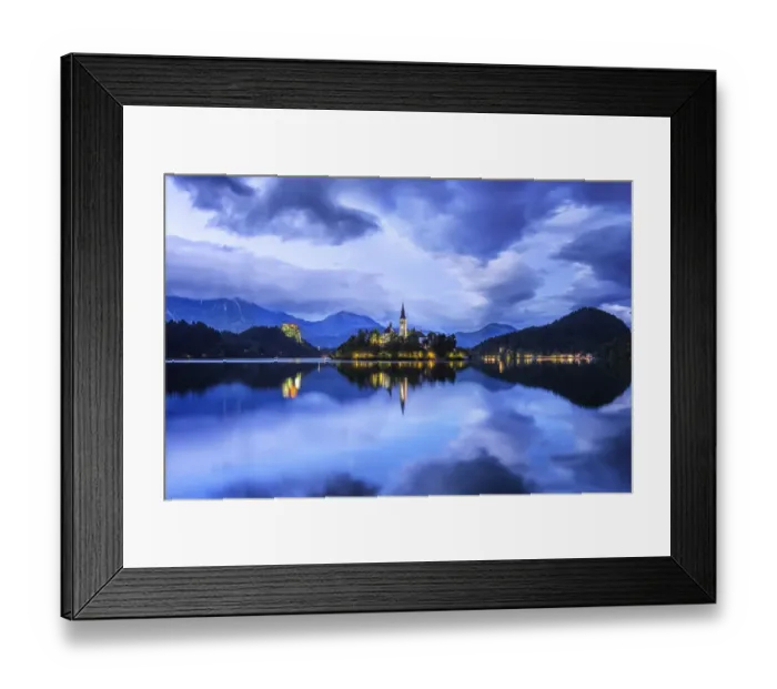 Framed Print : Europe, Slovenia. Lake Bled at sunset. Credit as: Jim Nilsen  /  Jaynes Gallery  /  DanitaDelimont