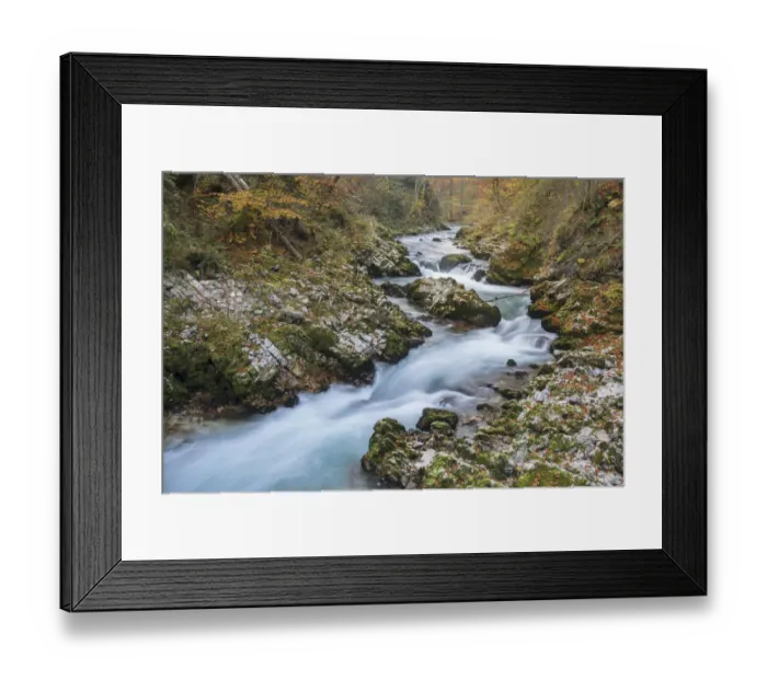 Framed Print : Slovenia, Vintgar. River flowing through the Vintgar Gorge Framed Print : Slovenia, Vintgar. River flowing through the Vintgar Gorge
