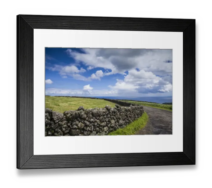 Framed Print : Portugal, Azores, Terceira Island, Serra do Cume. Stone wall Framed Print : Portugal, Azores, Terceira Island, Serra do Cume. Stone wall