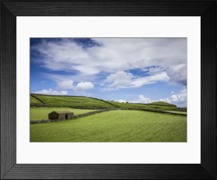 Framed Print : Portugal, Azores, Terceira Island, Serra do Cume fields in springtime