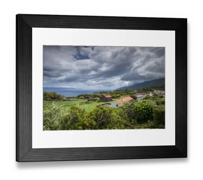 Framed Print : Portugal, Azores, Pico Island, Prainha. Elevated town view Framed Print : Portugal, Azores, Pico Island, Prainha. Elevated town view