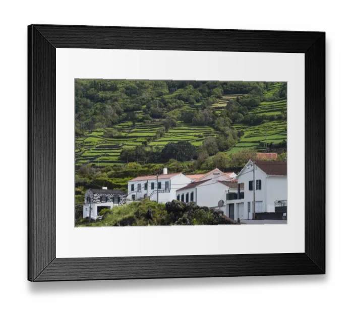 Framed Print : Portugal, Azores, Pico Island, Santo Amaro. Town view